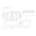 Load image into Gallery viewer, 1700mm ISEO Series 1500mm Ultra-Slim Freestanding Acrylic Bathtub dimensions diagram