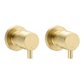 Load image into Gallery viewer, Brass Circle Wall Taps One Pair - Light Brushed Brass Gold