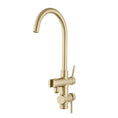 Load image into Gallery viewer, Solid Brass Freestanding Handheld Shower Head & Swivel Spout Tap - Light Brushed Brass