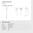 Load image into Gallery viewer, Stainless Steel Electric Heated Towel Rack Single Bar Vertical with Timer - Light Brushed Brass Gold