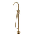 Load image into Gallery viewer, Solid Brass Freestanding Handheld Shower Head & Swivel Spout Tap - Light Brushed Brass