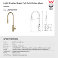 Load image into Gallery viewer, Solid Brass Pull Out Kitchen Mixer - Light Brushed Brass