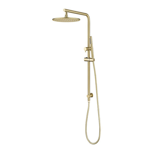 Solid Brass 10" Shower Station - Light Brushed Brass Gold