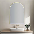 Load image into Gallery viewer, Brushed Gold Framed Arch LED Mirror 600 × 900 mm