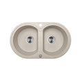 Load image into Gallery viewer, Laveo Dafne Granite Stone Round Double Bowl Kitchen Sink 470x780x204mm - Beige