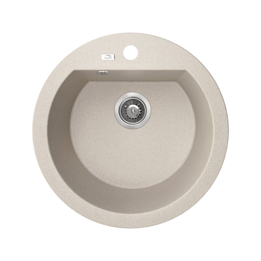 Laveo Dafne Granite Stone Round Single Bowl Kitchen Sink 510*205mm - Beige