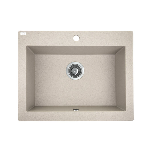 Laveo Komodo Granite Stone Single Bowl Kitchen Sink 490x550x220mm - Beige