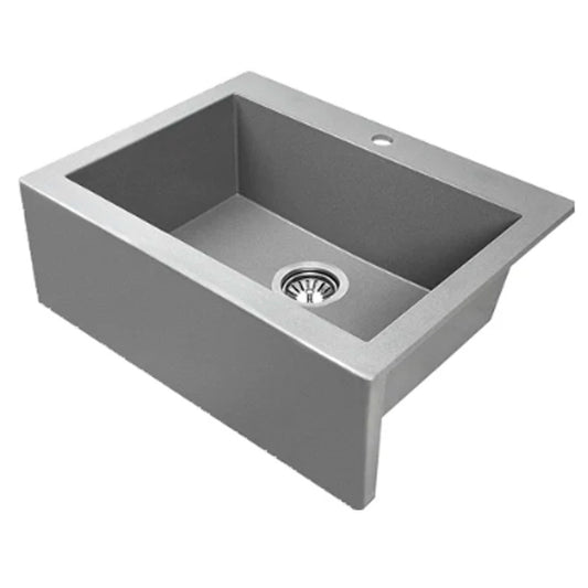 Laveo Komodo Granite Stone Single Bowl Kitchen Sink 490x550x220mm - Grey