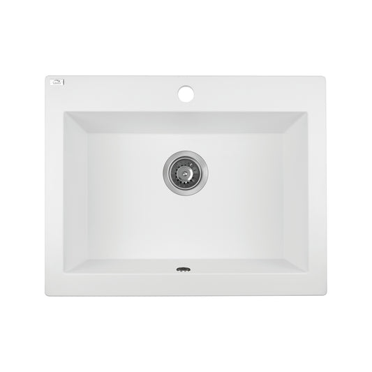 Laveo Komodo Granite Stone Single Bowl Kitchen Sink 490x550x220mm - White