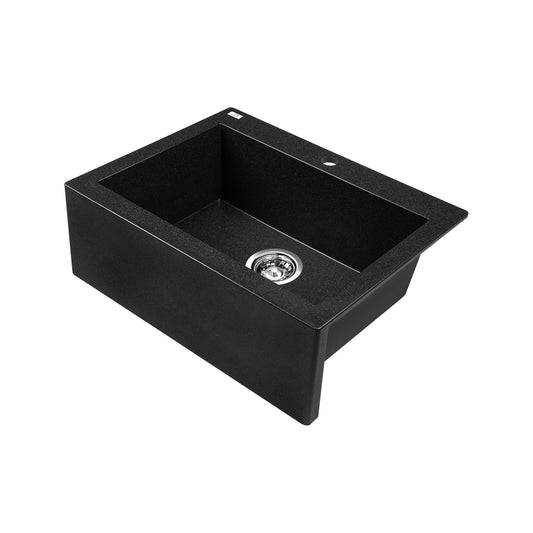 Laveo Komodo Granite Stone Single Bowl Kitchen Sink 490x550x220mm - Black