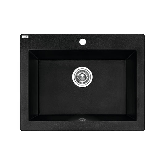 Laveo Komodo Granite Stone Single Bowl Kitchen Sink 490x550x220mm - Black