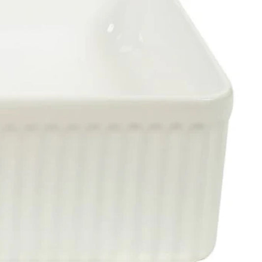 CLAYA Lucid-50 Fluted Rectangle Ceramic Above Counter Basin – Gloss White