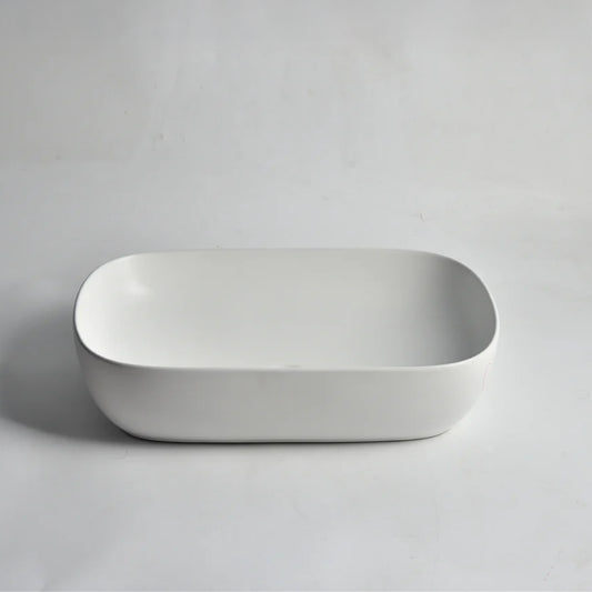 CLAYA Oval-60 Oval Ceramic Above Counter Basin – 610mm Gloss White