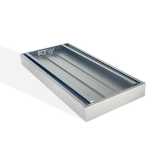 Muses Ezy Flow Tile Insert Grate 100*100*21mm(Maximum 5600mm, 80mm Waste) - Brushed Silver