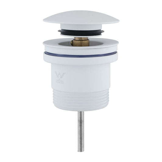Solid Brass Universal Pop-Up Waste with Overflow - Matte White