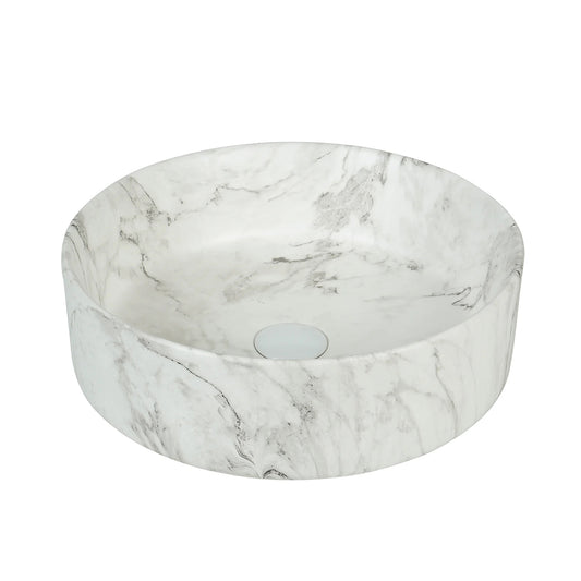 CLAYA Mira 40 Ceramic Above Counter Basin – Matte White Carrara Marble