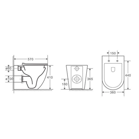 Mercio NORTON99 Quiet Flush Wall Faced Floor Pan – Matte White