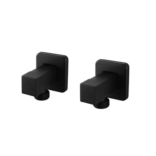 Brass Washing Machine Square Taps One Pair - Black