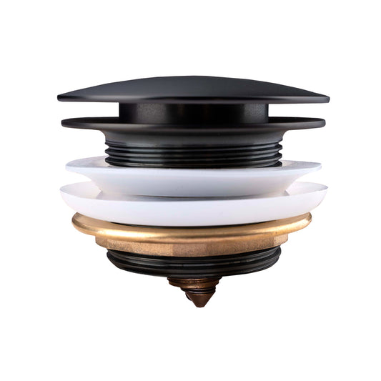 Solid Brass Mushroom Bathtub Pop Up Waste without Overflow - Black
