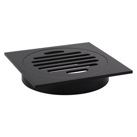 Solid Brass Floor Drain 110x110mm - Black
