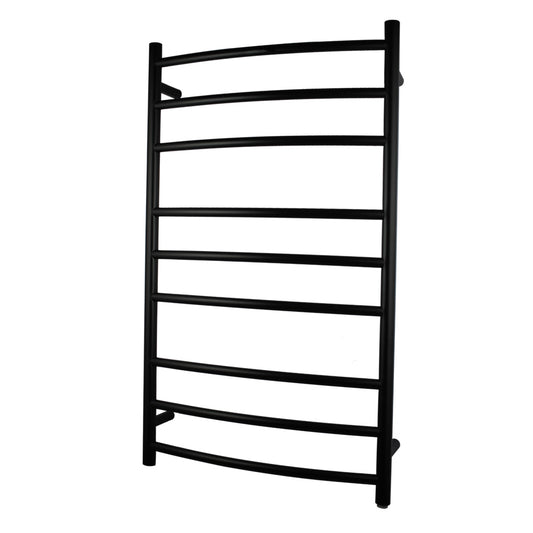 Stainless Steel Heated Towel Rack 9 Bars Round - Black