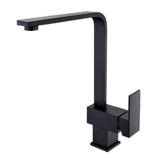 Solid Brass Standard Square Kitchen Mixer - Black