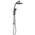 Load image into Gallery viewer, Black curved shower station with round rain shower and hand shower