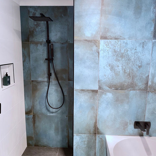 Stainless Steel & Solid Brass Shower Rail Square - Black