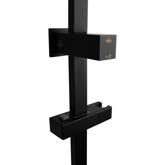 Stainless Steel & Solid Brass Shower Rail Square - Brushed Nickel Silver