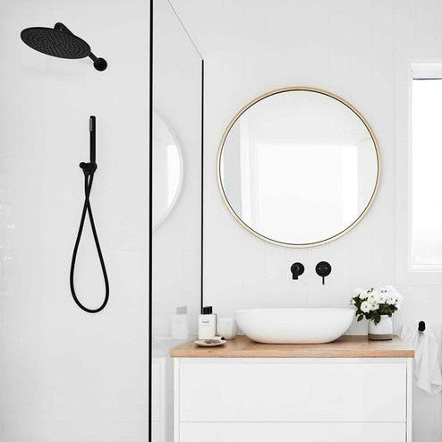 Fixed Handheld Shower Rail Round - Stainless Steel & Solid Brass - Black