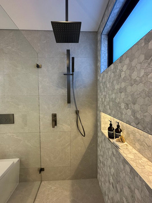 Handheld Shower Rail Flat - Stainless Steel & Solid Brass - Gunmetal Gray