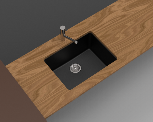 Granite Arete Stone Single Bowl Kitchen Sink 635*469mm - Black