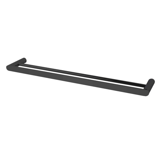Stainless Steel 600mm Double Towel Rail - Black - RUSHY