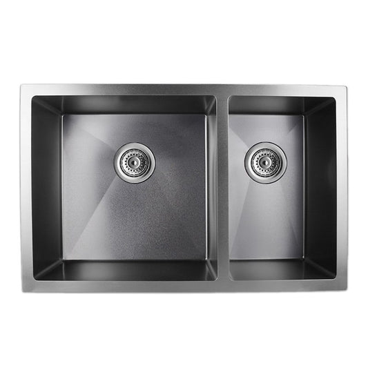 Stainless Steel 1 & 1/2 Double Bowl Kitchen Sink - Gunmetal Grey