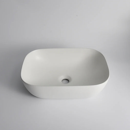 CLAYA Oval-46 Oval Ceramic Above Counter Basin – 460mm Matte White