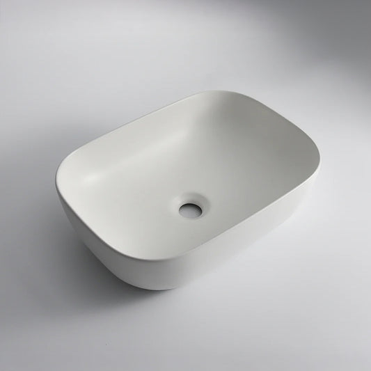 CLAYA Oval-46 Oval Ceramic Above Counter Basin – 460mm Matte White