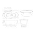 Load image into Gallery viewer, 1500mm PILATO Series Slim Edge Freestanding Acrylic Bathtub dimensions diagram