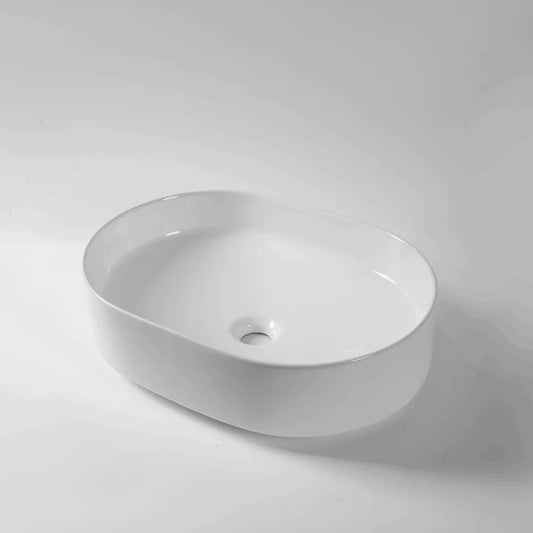 CLAYA Pill-50 Ceramic 500mm Above Counter Basin – Gloss White