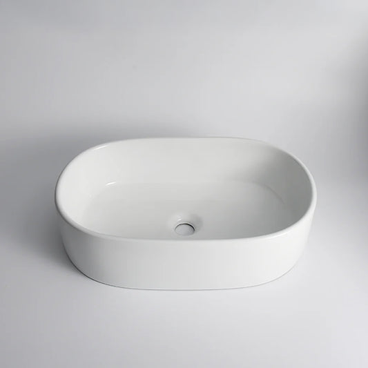 CLAYA Pill-56 Ceramic 560mm Above Counter Basin – Gloss White