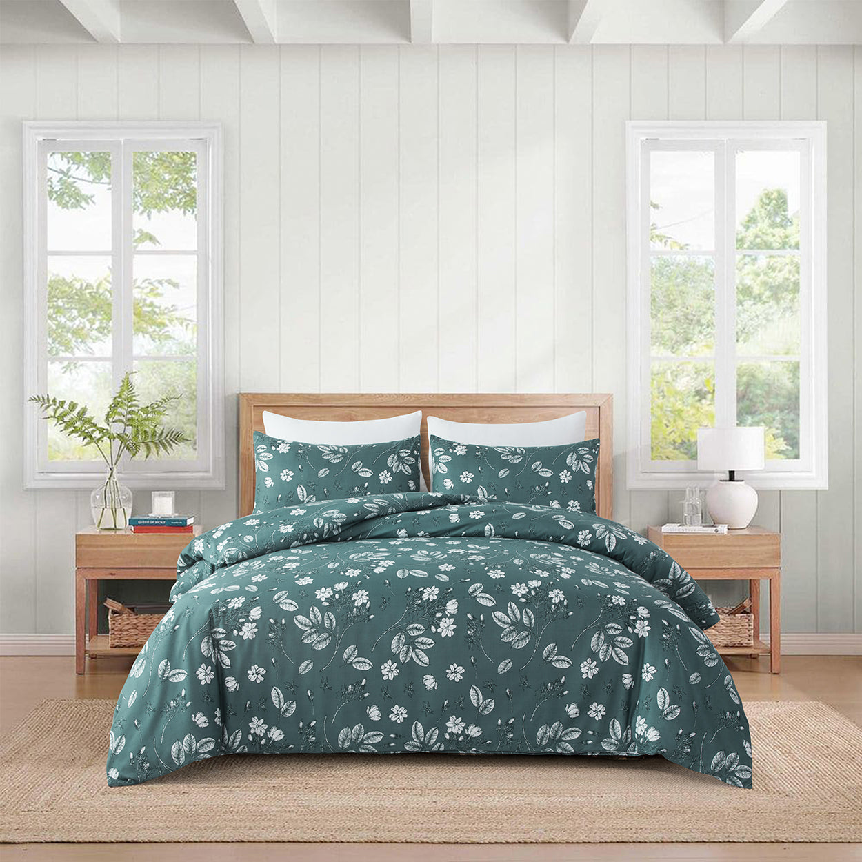 Bellemosa Brushed Microfibre Quilt Cover Set - Quilt Cover & Pillowcases - Forest Blossom