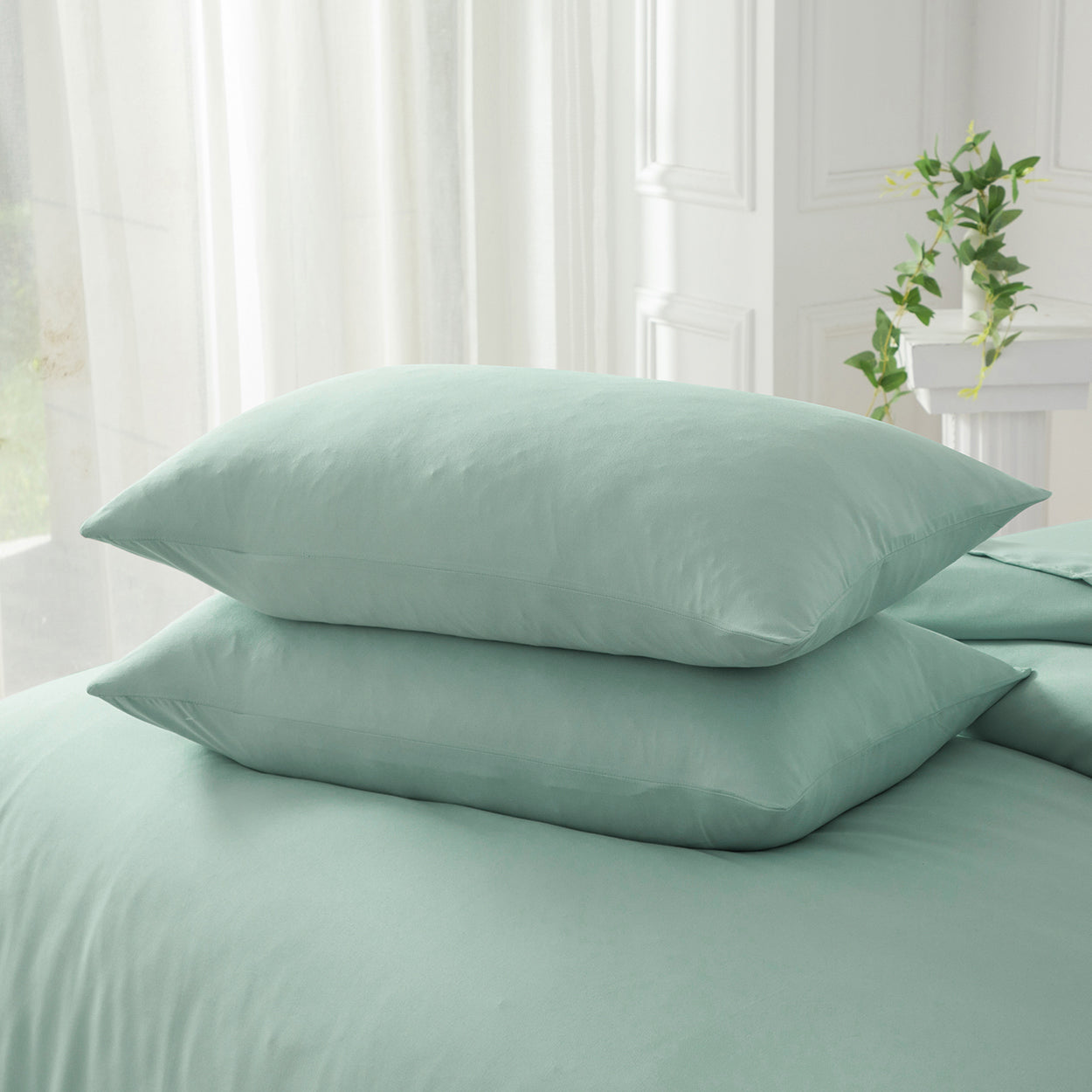 Bellemosa Brushed Microfibre Pillowcases - Sage Green