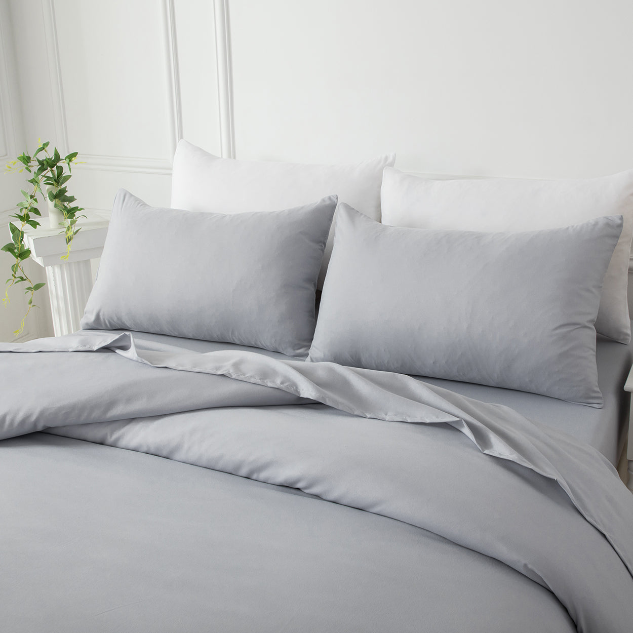 Bellemosa Brushed Microfibre Pillowcases - Light Grey