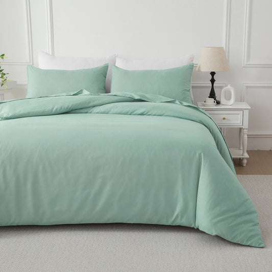 Bellemosa Brushed Microfibre Quilt Cover Set - Quilt Cover & Pillowcases - Sage Green