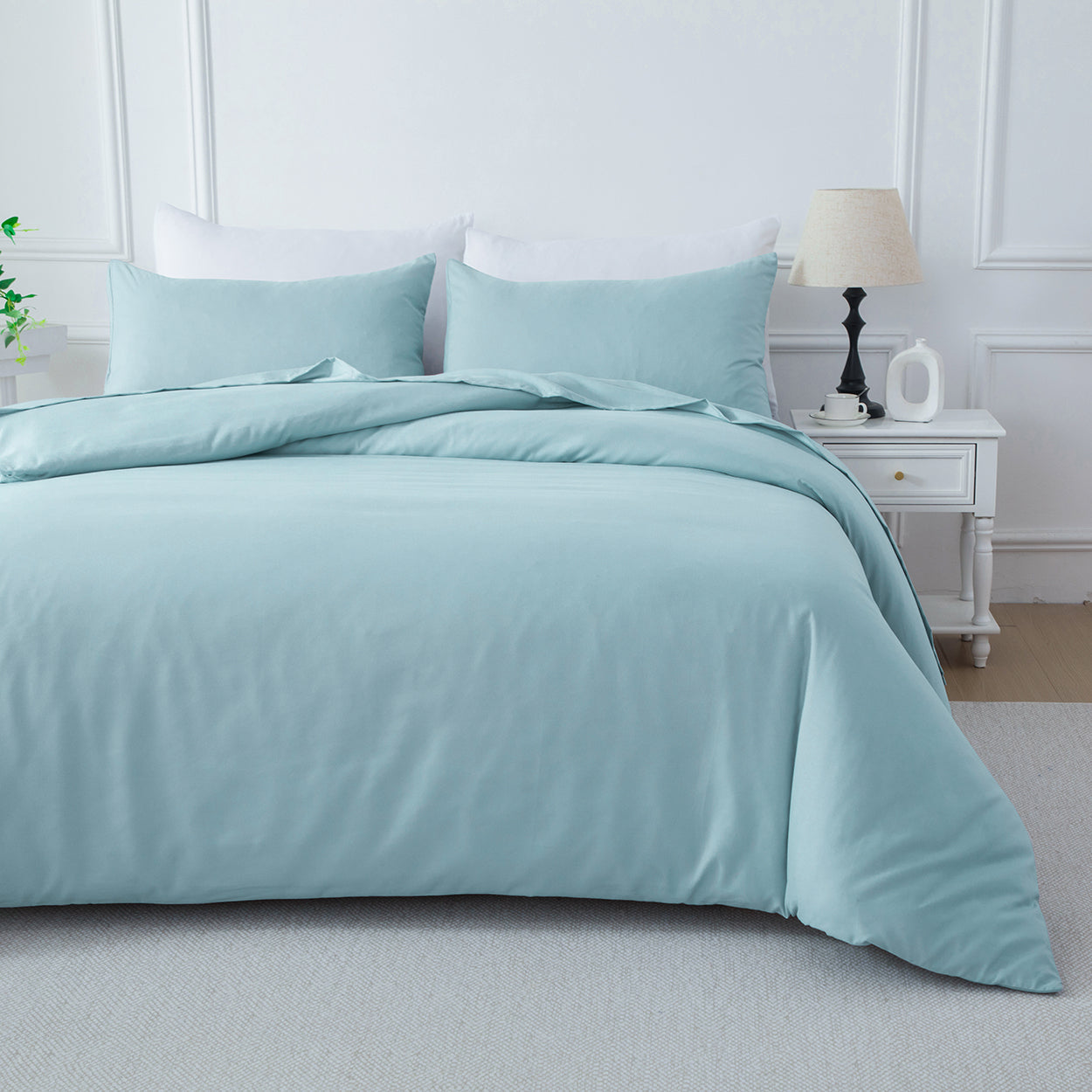 Bellemosa Brushed Microfibre Quilt Cover Set - Quilt Cover & Pillowcases - Sky Blue
