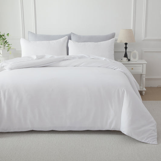 Bellemosa Brushed Microfibre Quilt Cover Set - Quilt Cover & Pillowcases - Classic White
