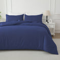 Load image into Gallery viewer, Bellemosa Brushed Microfibre Quilt Cover Set - Quilt Cover & Pillowcases - Navy Blue