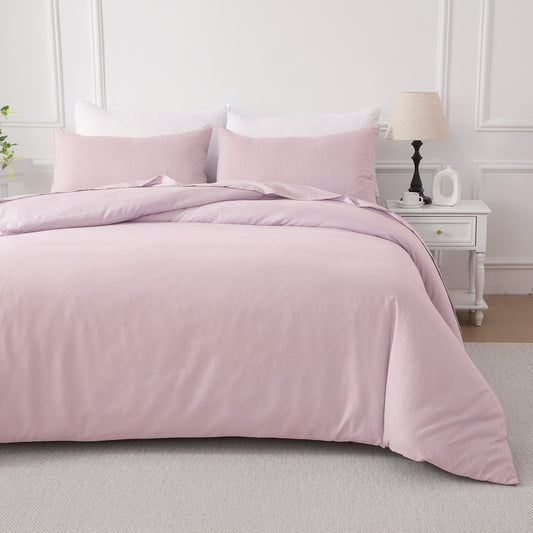 Bellemosa Brushed Microfibre Quilt Cover Set - Quilt Cover & Pillowcases - Blush Pink