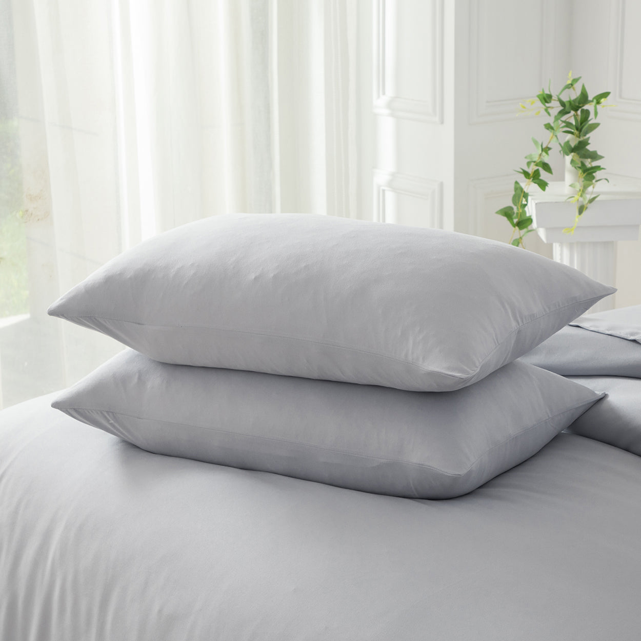 Bellemosa Brushed Microfibre Pillowcases - Light Grey