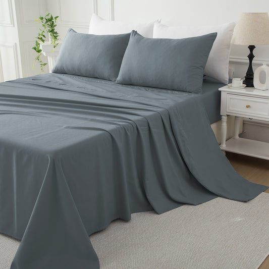 Bellemosa Premium Cotton Flat Sheet- Charcoal Grey