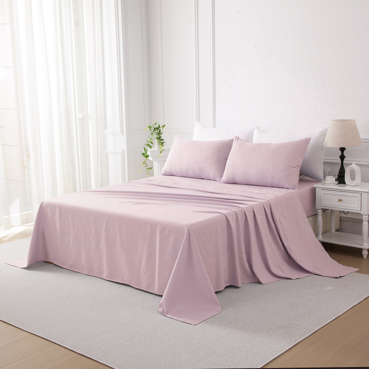 Bellemosa Brushed Microfibre Flat Sheet - Blush Pink